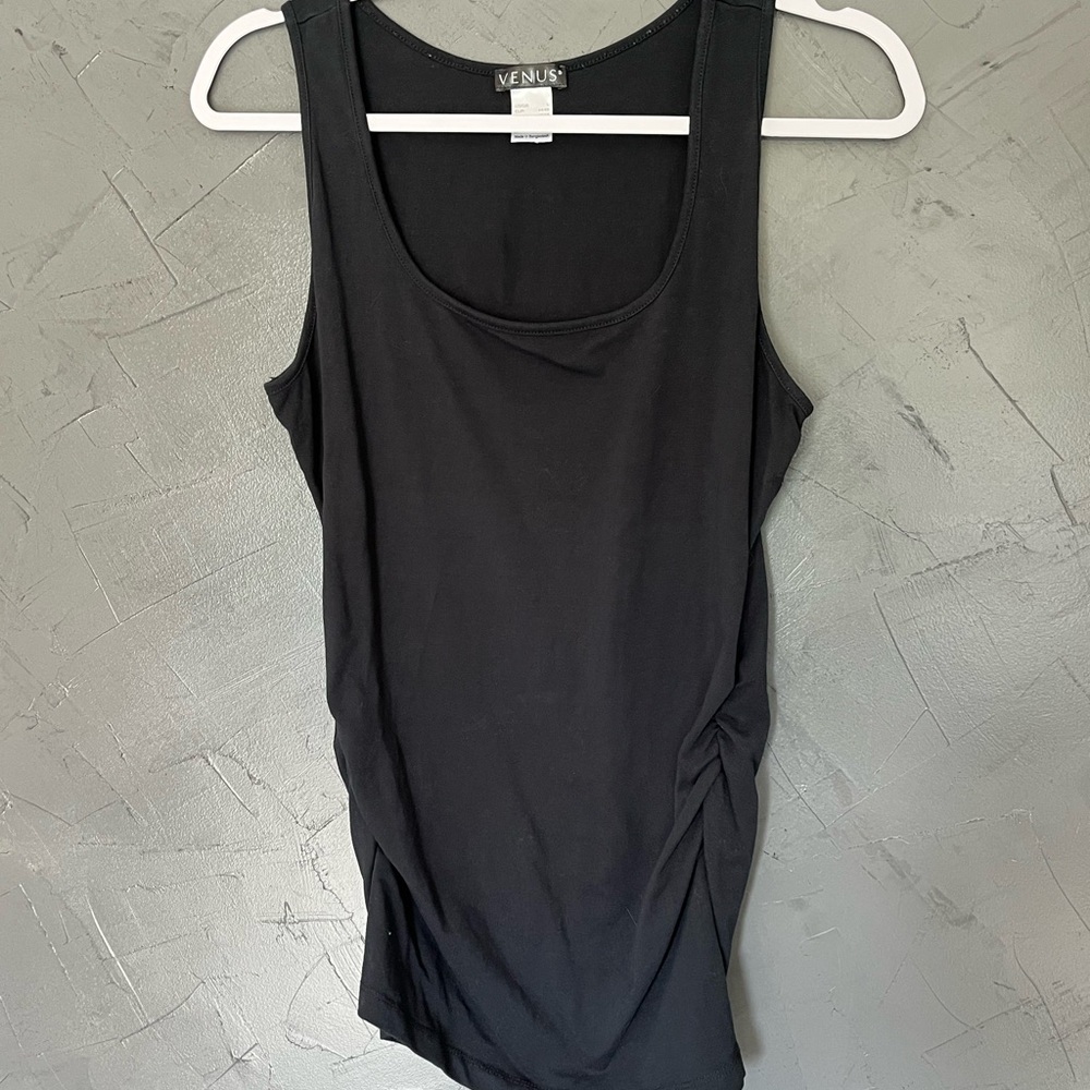 VENUS Black Women's Ruched Tank Top